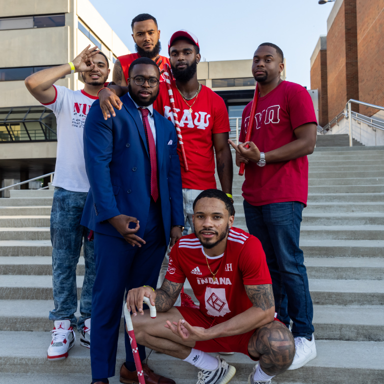 Five fraternity members at the involvement expo.