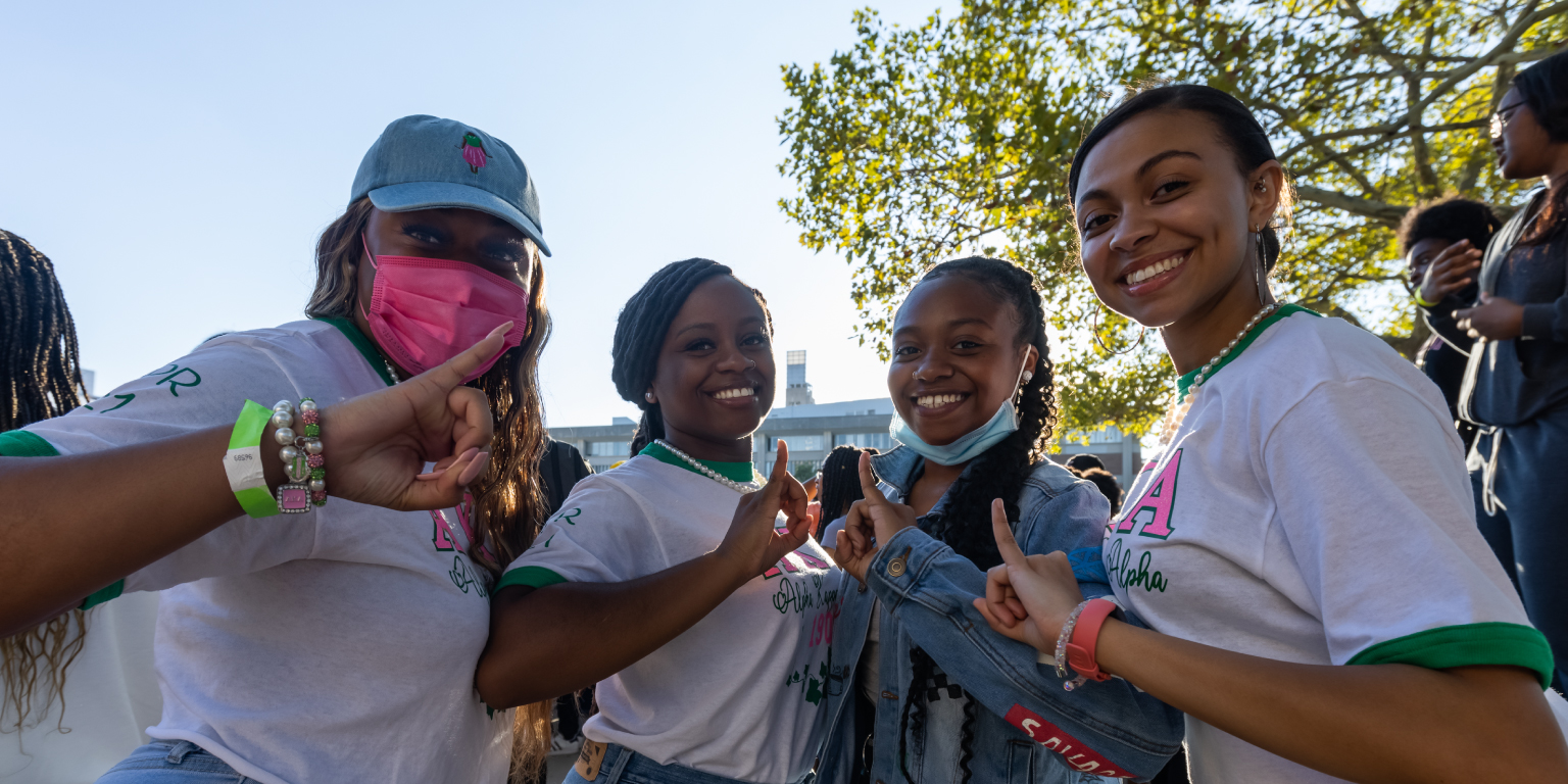 Four sorority members at the involvement expo.